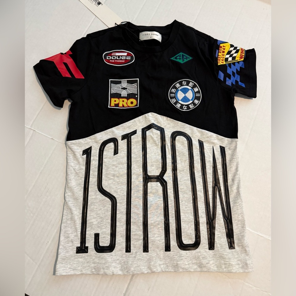 NWT FIRST ROW Kid’s Graphic Racing T-Shirt, Sizes M and L